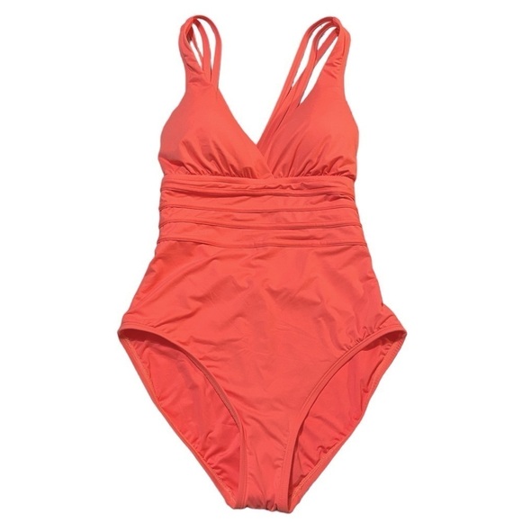 LA BLANCA new Coral Reef Island Goddess Cross-back Swimsuit size 10 - Picture 3 of 7